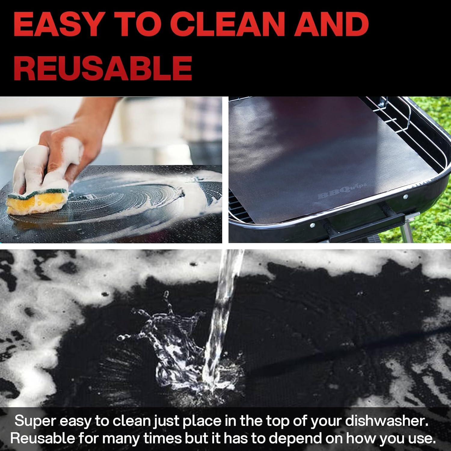 Grill Mats for Outdoor Grill, (10 Pcs) Non Stick BBQ Grill Mat Grilling Mat, BBQ Grilling Accessories, Heavy Duty, Reusable and Easy to Clean, Grill Sheets for Gas Charcoal and Electric BBQ image number 3