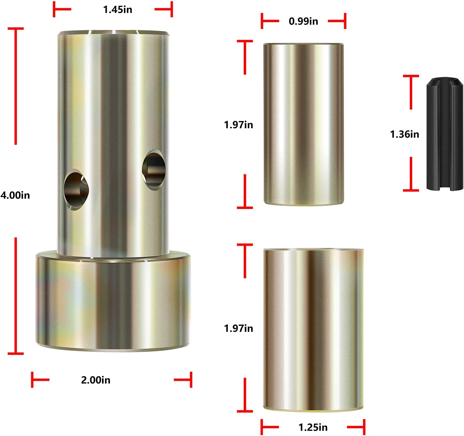 Yoursme 2 Pairs of Cat 1 Quick Hitch Adapter Bushing Kit Fits Category 1 3-Point Hitch Tractors Replace TK95029 image number 4