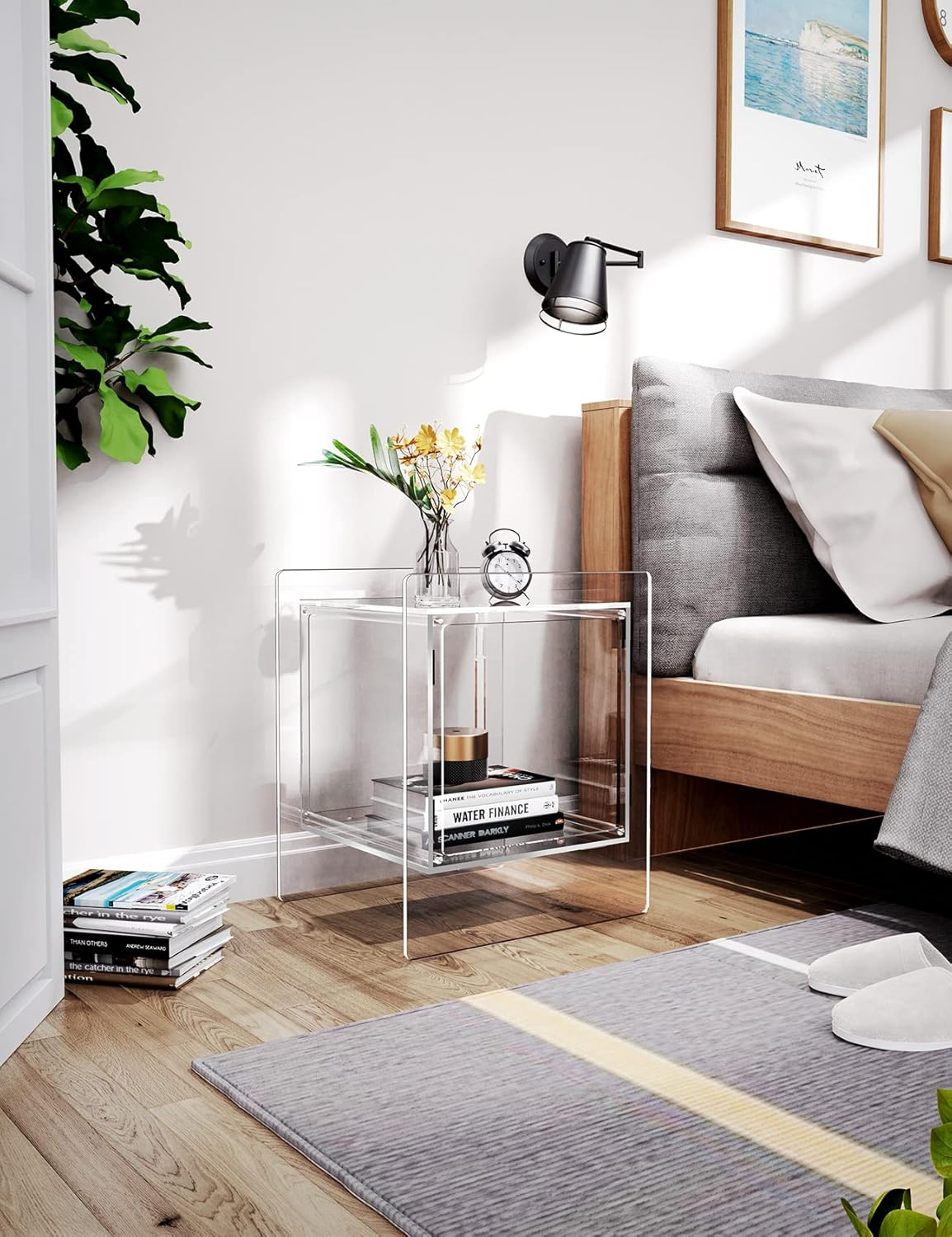 Solaround Acrylic Side Table, Nightstand Bedside Table for Bedroom Living Room, Acrylic Tables (Clear)