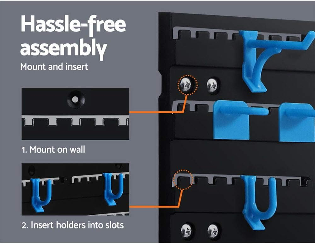 Wall Mount Tool Rack Organizer Garage Hardware with 50 Tool Holders 2 Peg Boards 2 Shelves GIANTZ image number 2