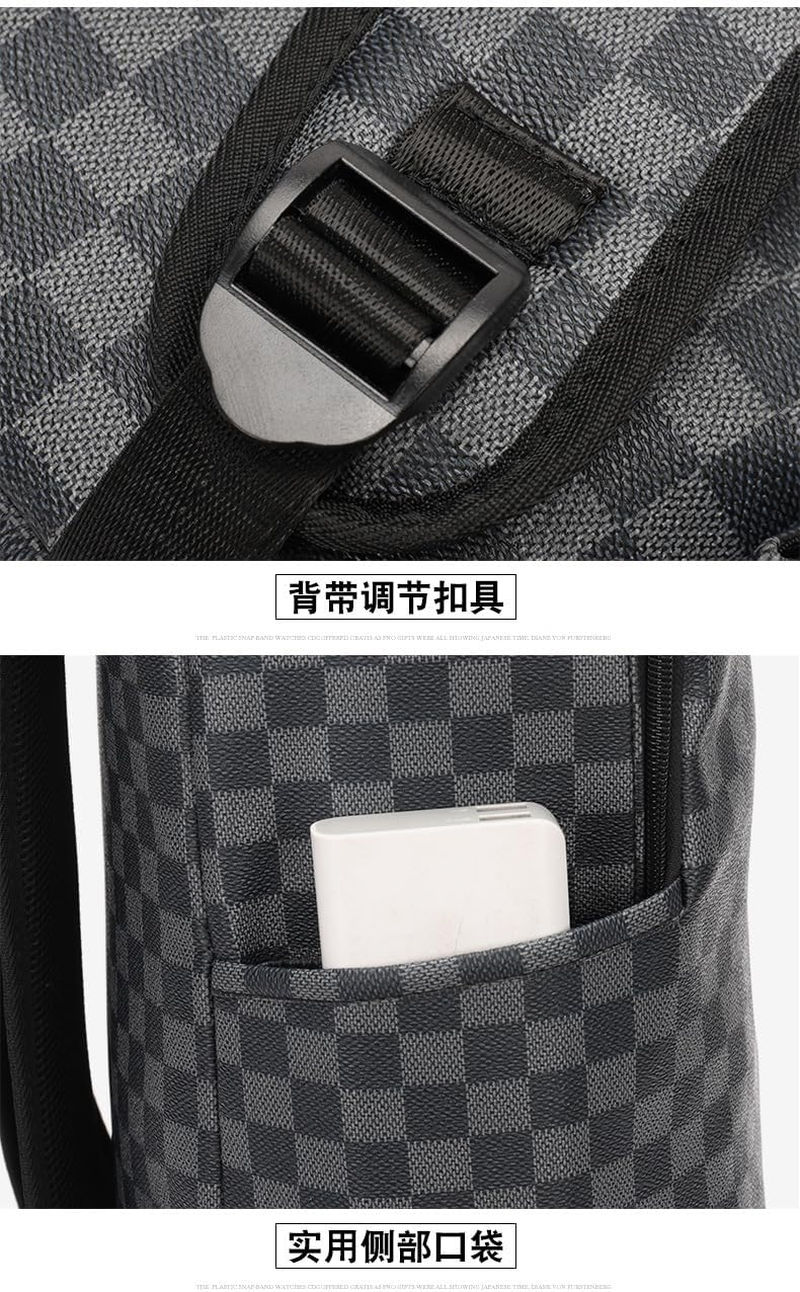 LGUANHJ Casual Shark Backpacks, School Bags, Laptop Backpacks, Travel Bags, for Students, Business and Travel - Plaid Black Section Three image number 2