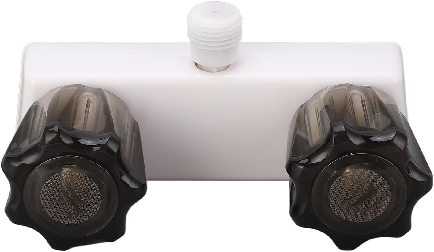 RV Shower Faucet Valve Diverter Shower Mixing Valve Control Dual Knob Wheel RV Motor Home (White) - Black image number 4