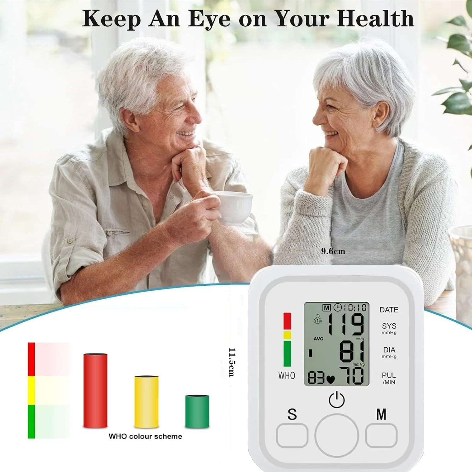 Upper Arm Blood Pressure Monitor, Portable Electronic Blood Pressure, with Irregular Heartbeat Detection Easy Measurements and Accurate Results, Monitor with 99 Groups of Memory for 2 Users image number 2