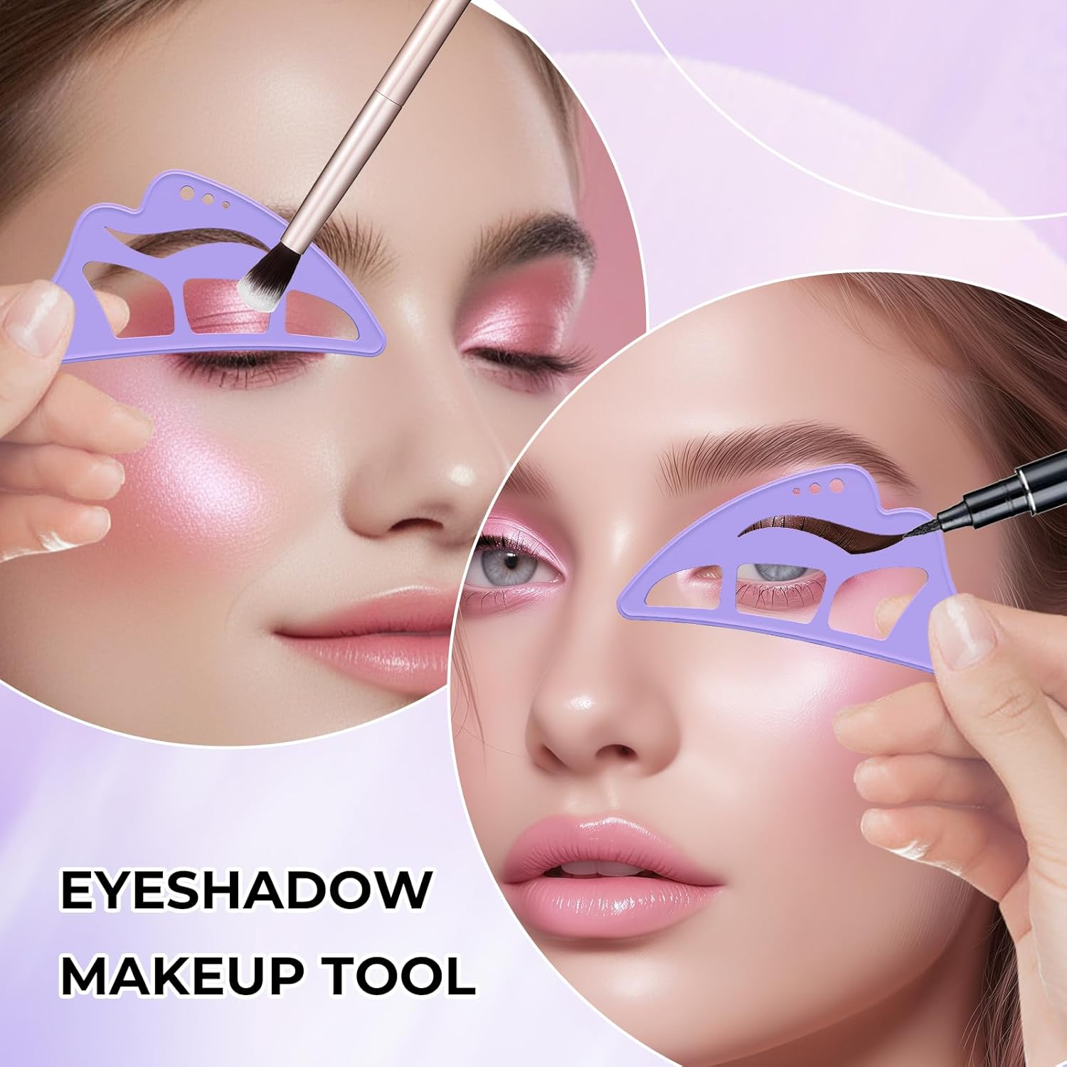 DAGEDA 3Pcs Eyeliner Stencils Set, Suitable for Eyetour Eyeshadow, Eyeliner,Mascara Shield,Reusable Silicone Eyebrow Stencils Eye Liner Tool Multi-Functional Makeup Tool(Purple) image number 1