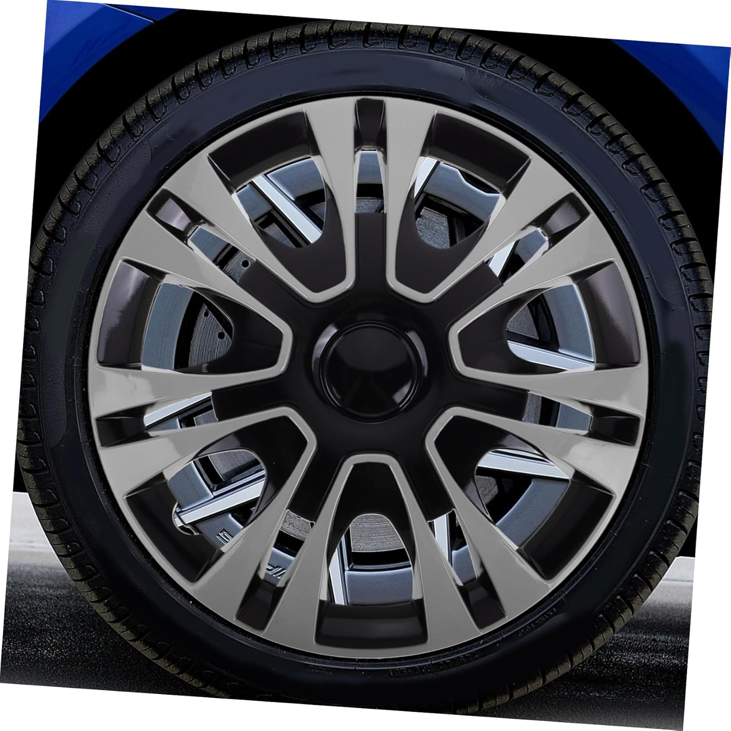 FELTECHELECTR 13 Inch Wheel Hub Covers Universal Fit Silver PP Rim Caps Easy Install Water Splash Guard Car Wheel Decorative Accessories image number 4