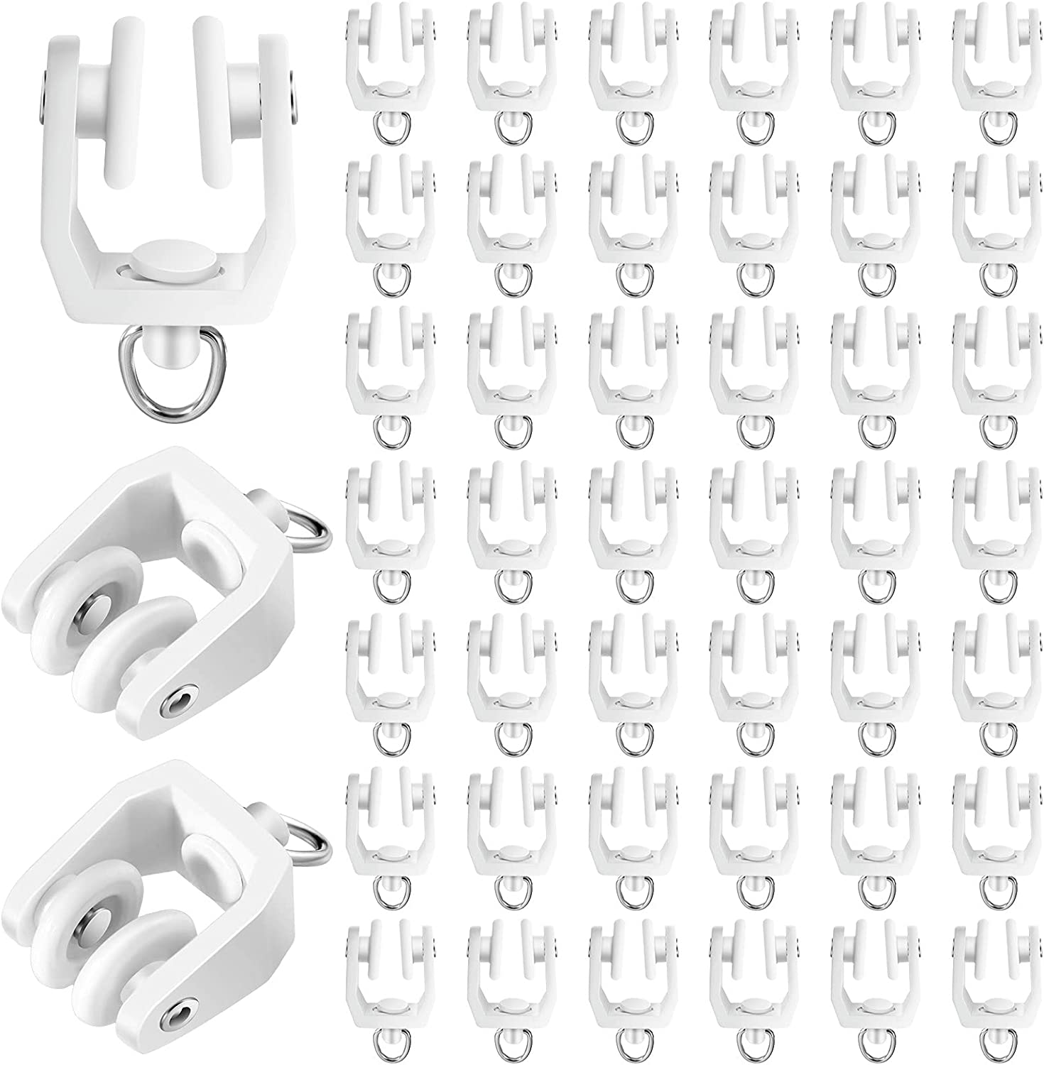 Curtain Track Rollers Ceiling Curtain Track Hooks Flexible Bendable Clips 11 Mm White Plastic Drapery Rail Gliders with Hooks for Shower Curtain Window Tracks(200 Pieces) image number 2