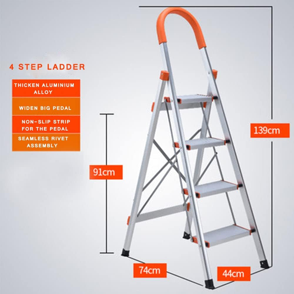 4 Step Aluminium Multi-Purpose Folding Ladder Light Weight Non Slip Platform