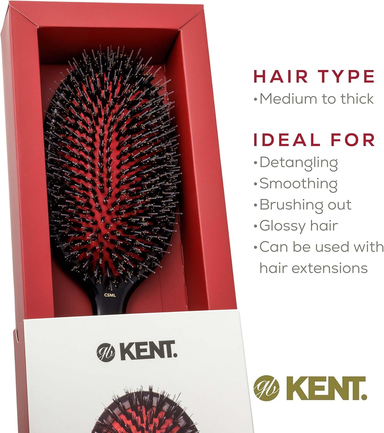 Kent Classic Shine Cushioned Bristle and Nylon Hair Brush, Large image number 1