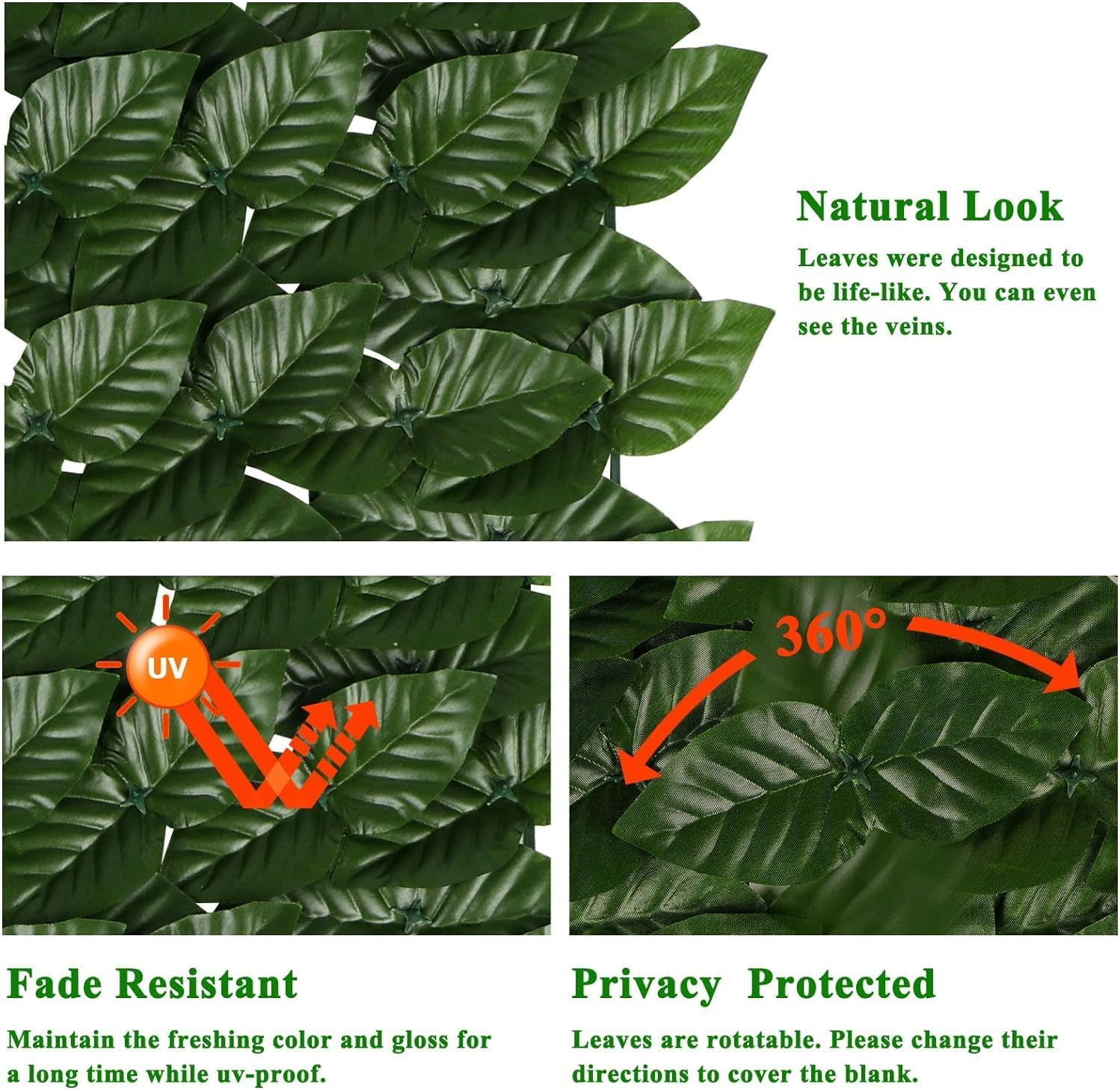 Artificial Ivy Privacy Screen for Fence, 1 * 3M Strengthened Joint Prevent Leaves Falling Off, Faux Hedge Panels Greenery Vines, Decorative Fence for Outdoor, Garden Green Vines A image number 1