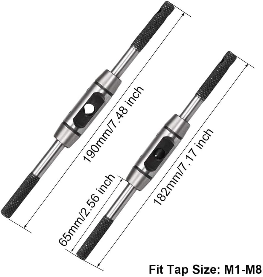 Domoi Adjustable Tap Wrench Handle, for Metric M1-M8 Taps, Tap Reamer Tapping Hand Tool, Die-Casting Body image number 1