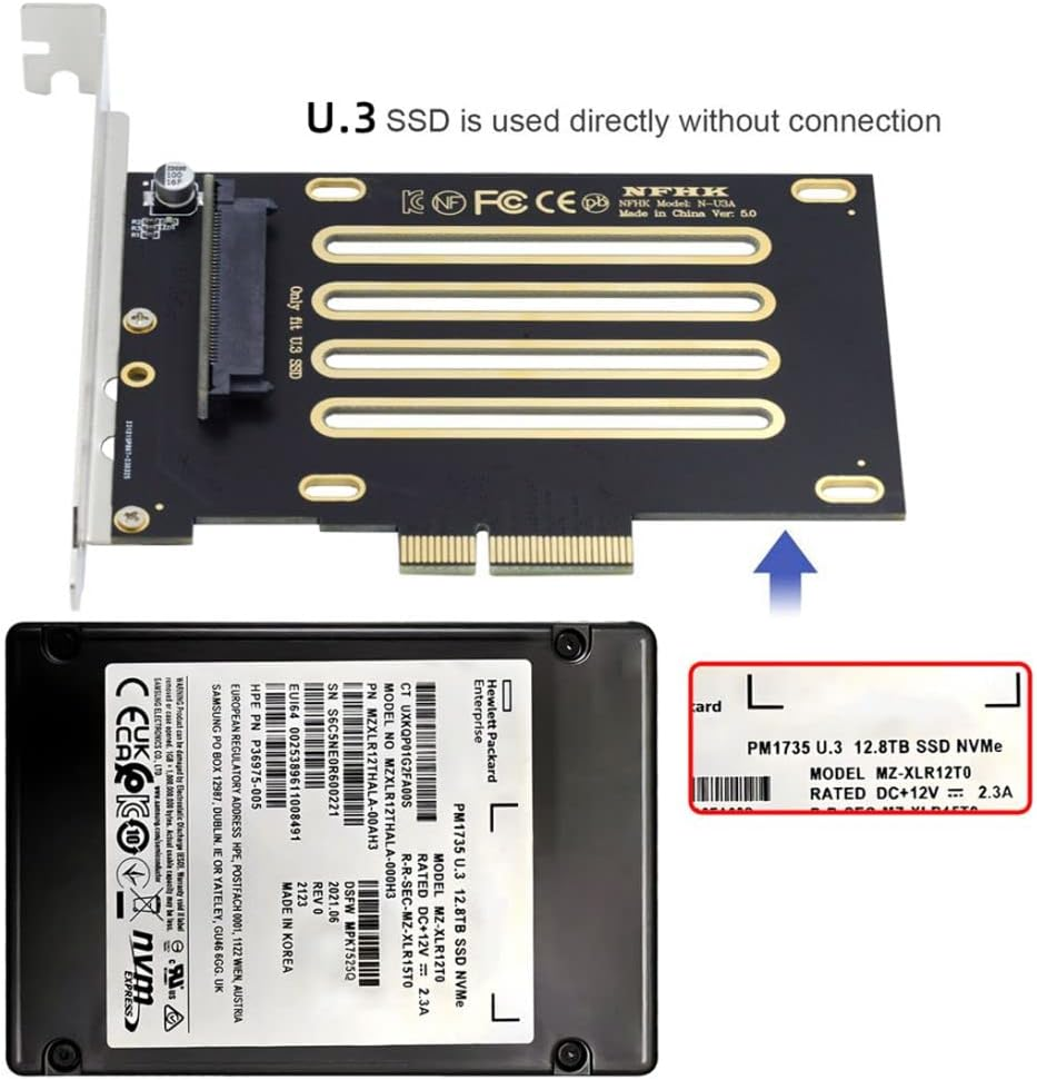 Chenyang U.3 SSD U3 Kit SFF-8639 to PCI-E 4.0 X4 Lane Host Adapter for Motherboard PM1735 Nvme Pcie SSD (CY-SA-083) image number 3