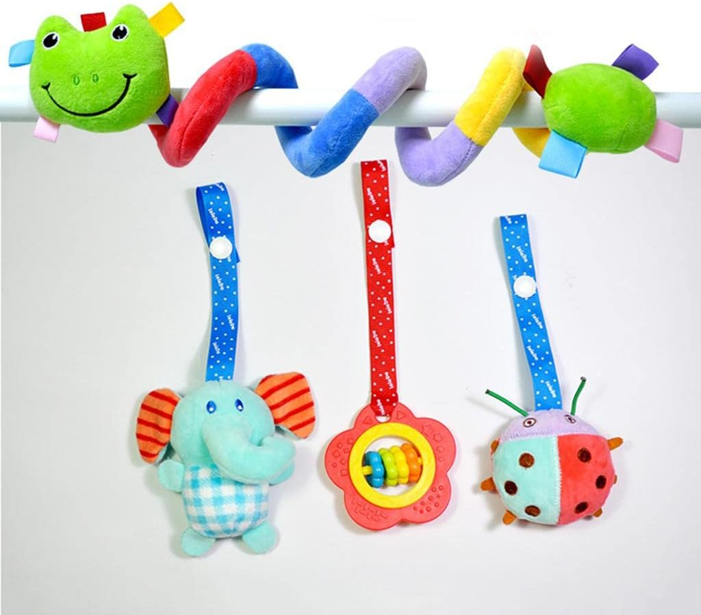 Newborn Baby Infant Toy Cute Deer Stroller Soft Plush Hanging Bed Spiral Toy - Frog image number 1