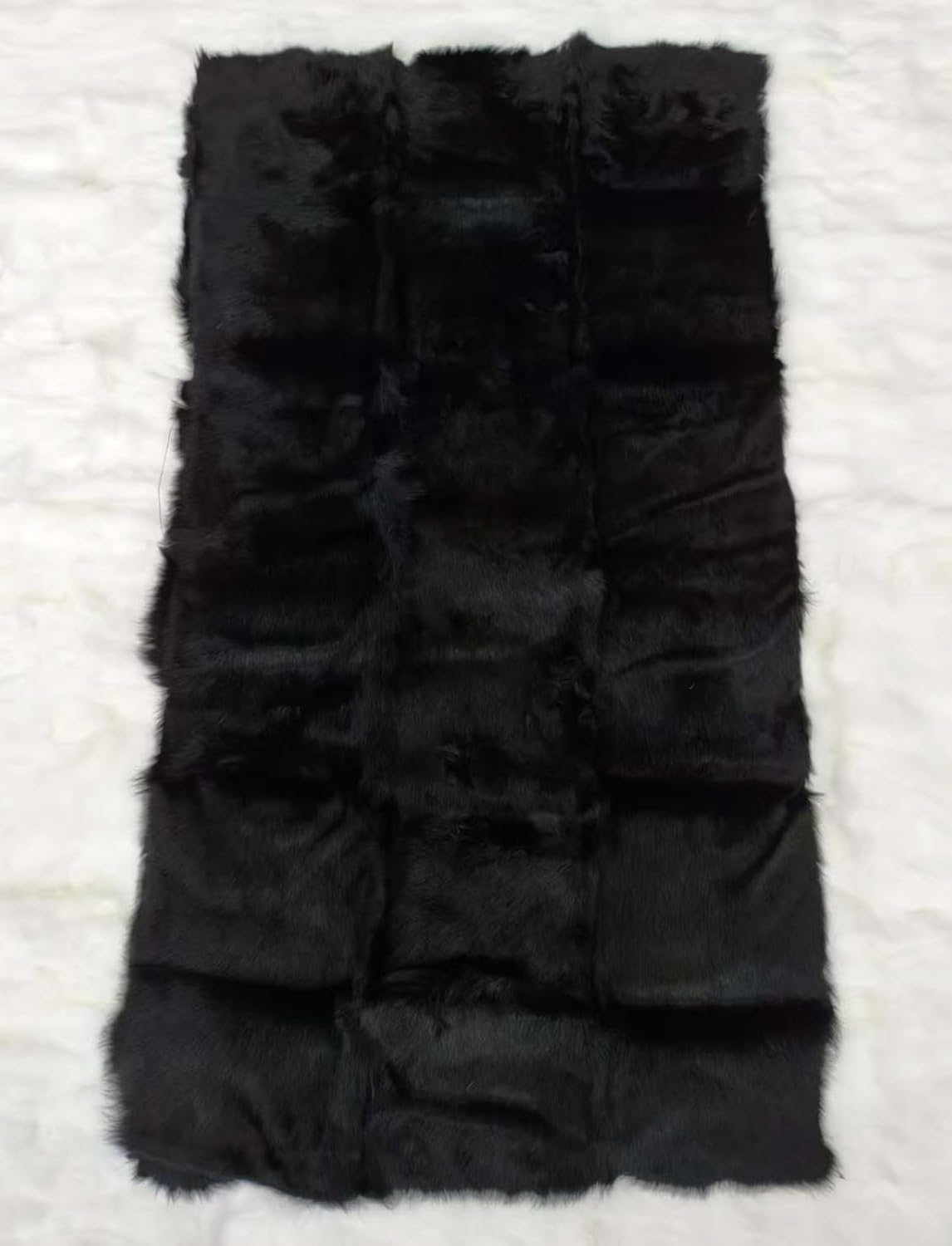 Plush Rabbit Hide Fur Throw Blanket for Couch 55X110Cm, Whole Pelt Patchwork Real Rabbit Skin Throw Warm Leather Rug Home Sofa Chair Decor Mat for DIY Craft Material Natural Yellow