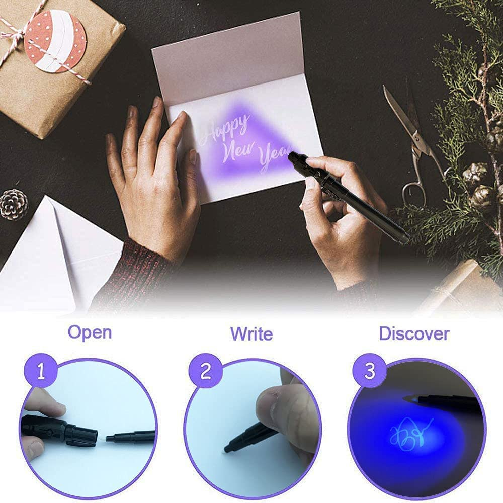 ZDY Invisible Ink Pen,Spy Pen Invisible Disappearing Ink Pen with Black Light Magic Marker for Secret Message and Kids Party Christmas Halloween Easter Goodies Bags Toy 7Pcs