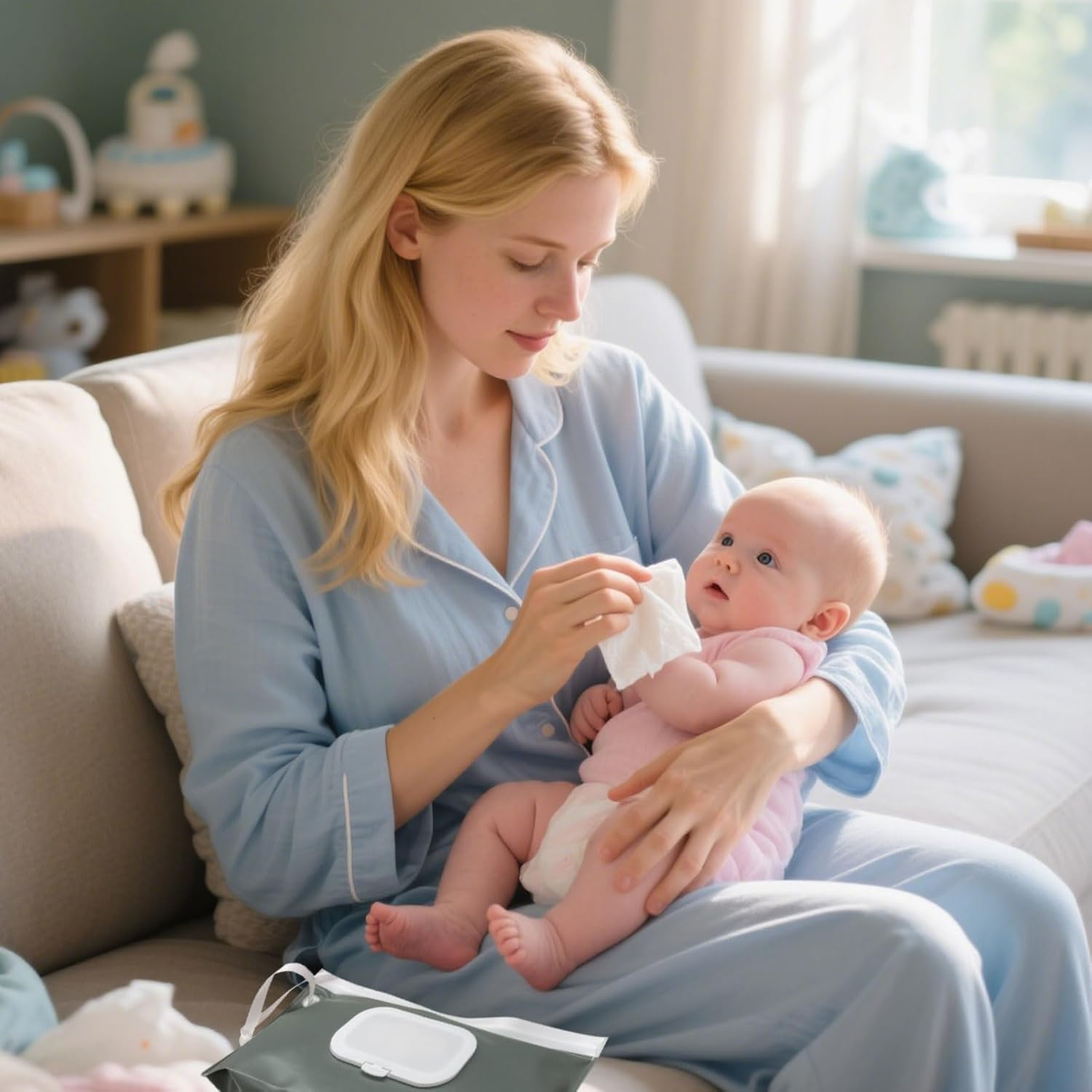 4Pcs of Baby Wipes Dispenser, Reusable Nappy Wipe Holders, Portable Travel Wet Wipes Dispenser, Plastic Flip-Top Pull-Out Packaging Bag during the Journey, Eva Tissue Bag image number 5