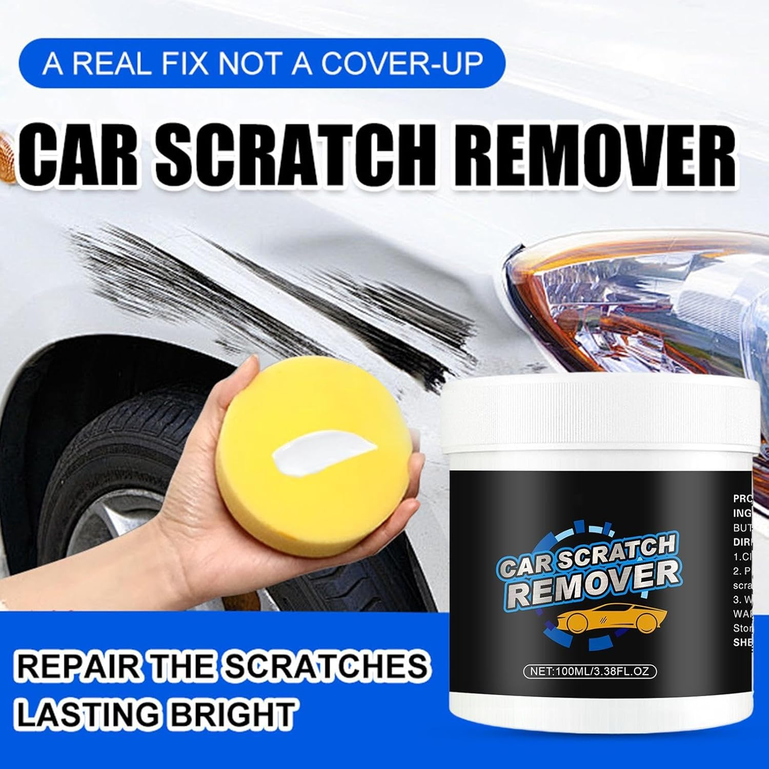 Car Paint Scratch Remover,Auto Scratches Remover Repair Protection | 100Ml Multi-Uses Scratch Remover, Paint Correction Compound That Removes Defects While Adding Gloss and Shine image number 5