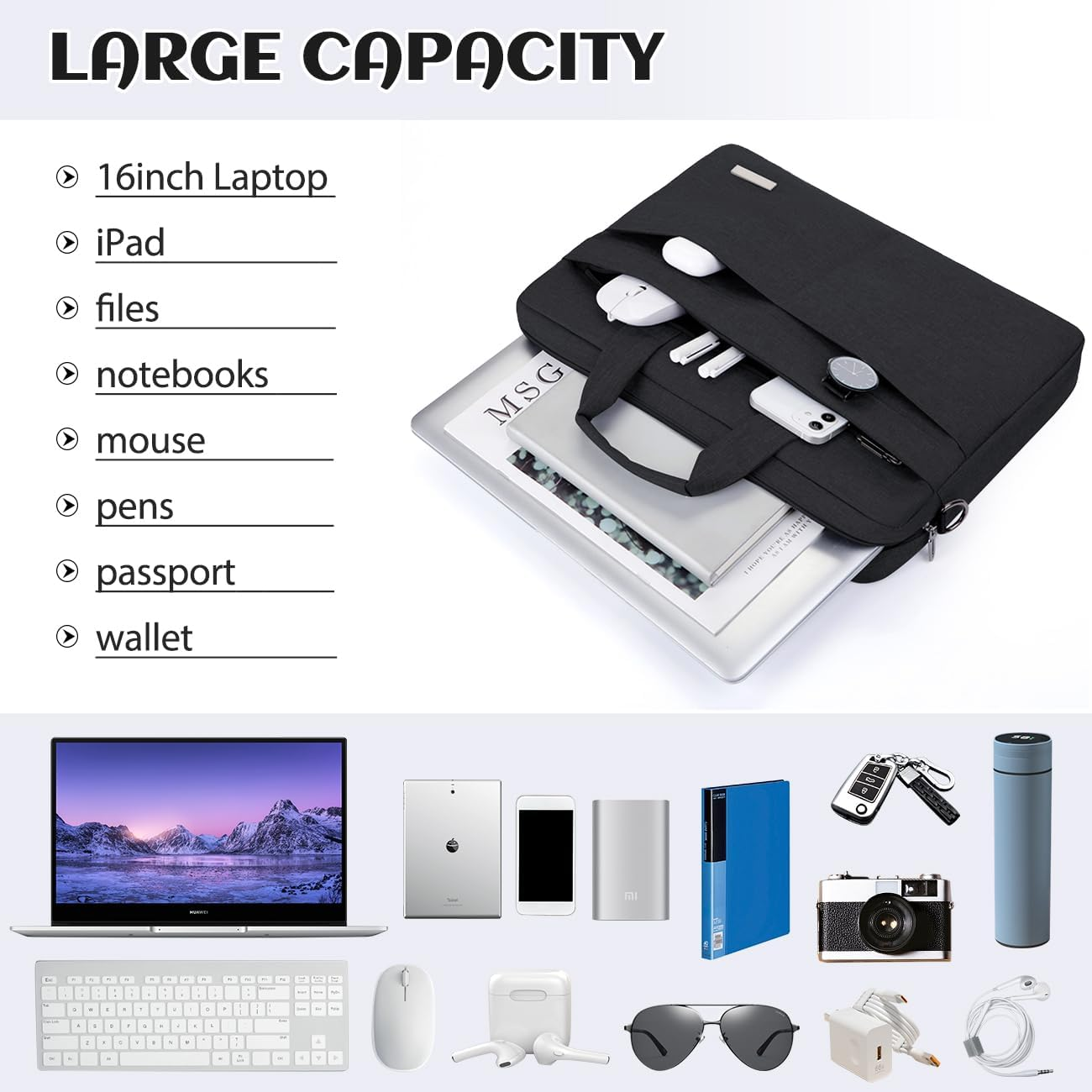 FALAZAR Laptop Bag 15.6 Inch for Men Women Laptop Carrying Case Business Briefcase Waterproof Computer Messenger Bag Office Work Shoulder Bag with Shoulder Strap, Black Grey Blue Pink - Grey image number 4