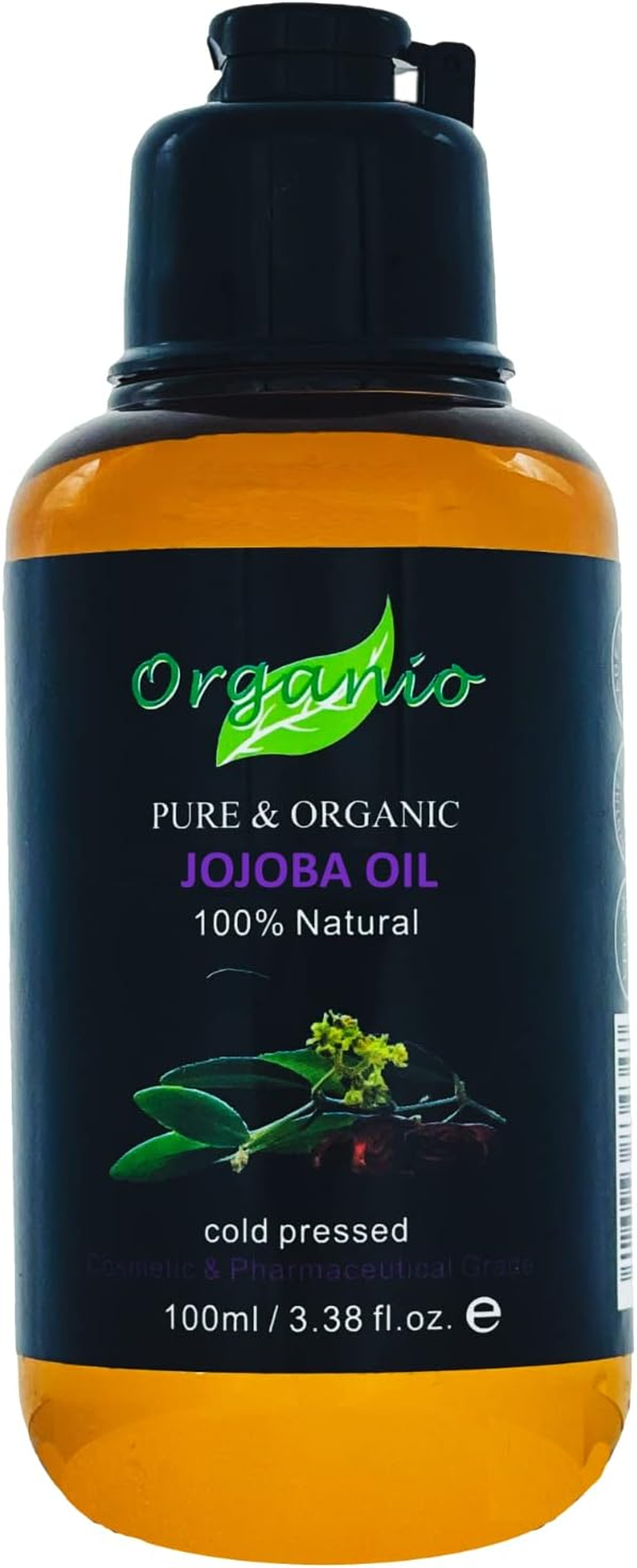 Organio JOJOBA OIL 100% PURE ORGANIC COLD PRESSED VIRGIN OIL SKINCARE 100ML 200ML 300ML (With Pump Included, 500Ml), Golden, 500 Ml (Pack of 1)