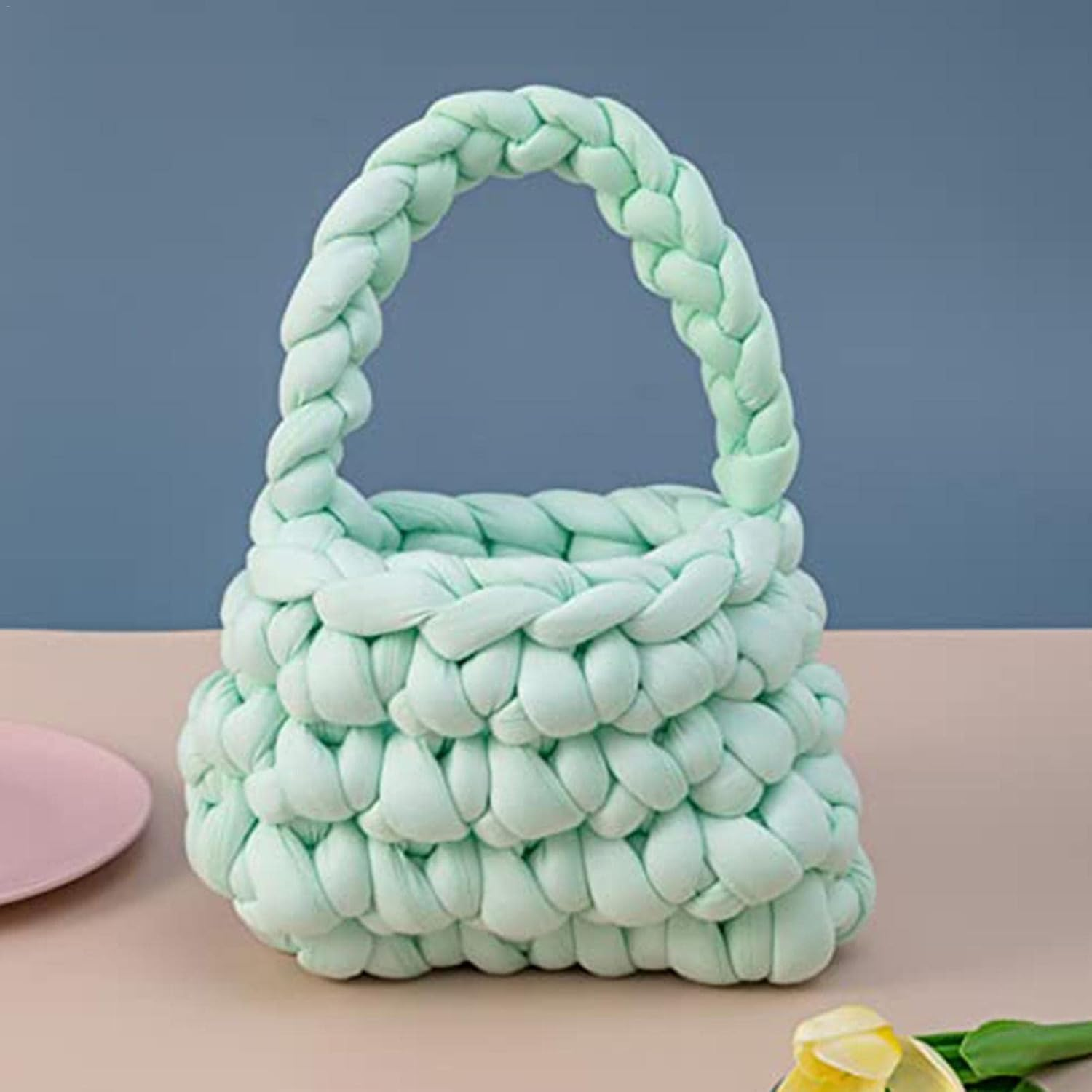 Chunky Cotton Yarn, Arm Knitting Yarn, Jumbo Giant Bulky Yarn for Arm Knitting Handmade DIY Throw Blanket Crafts Carpets, 1 Roll(20 Yards)