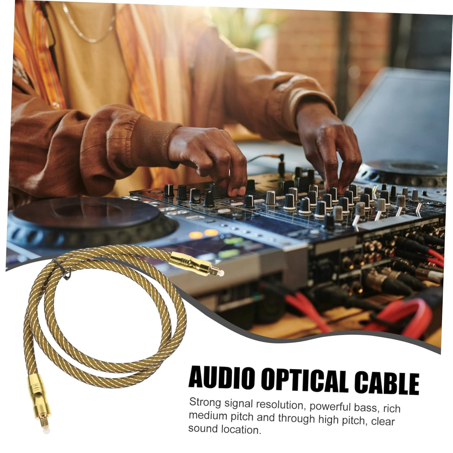 Yardenfun 1M Fiber Optic Cable for Home Theater Digital Optical Audio Cable Optic Male to Male Cord image number 1