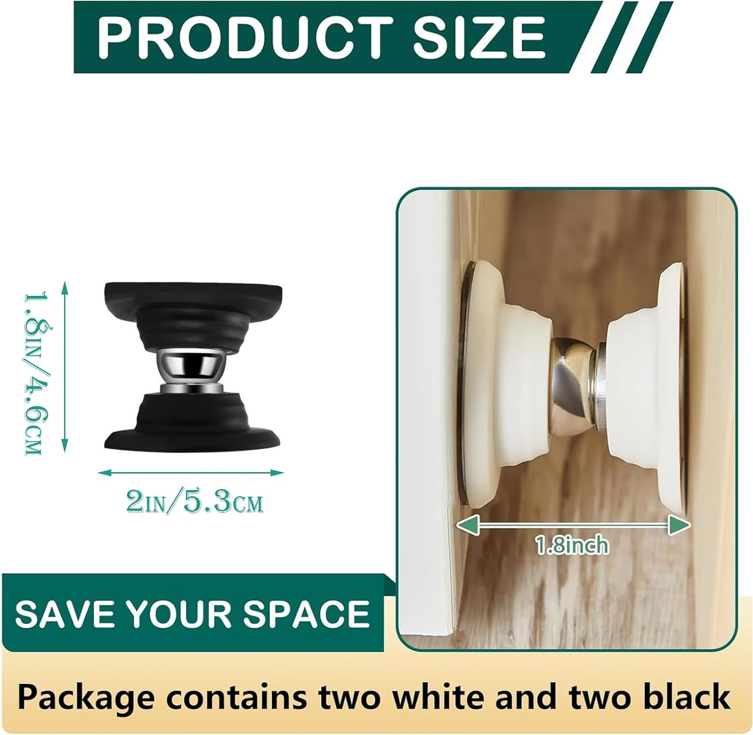 MYTOAU RV Magnetic Door Catch, Silicone Magnetic Door Stopper for Rvs, Motor Homes, Boats and Compartments (2White,2Black) image number 4