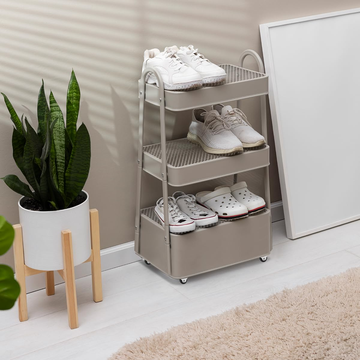 WELANE Mini Caster Wheels, 8 PCS Small Silent Fixed Caster Wheels for Furniture, Small Appliances, Storage Crate -Non Swivel image number 4