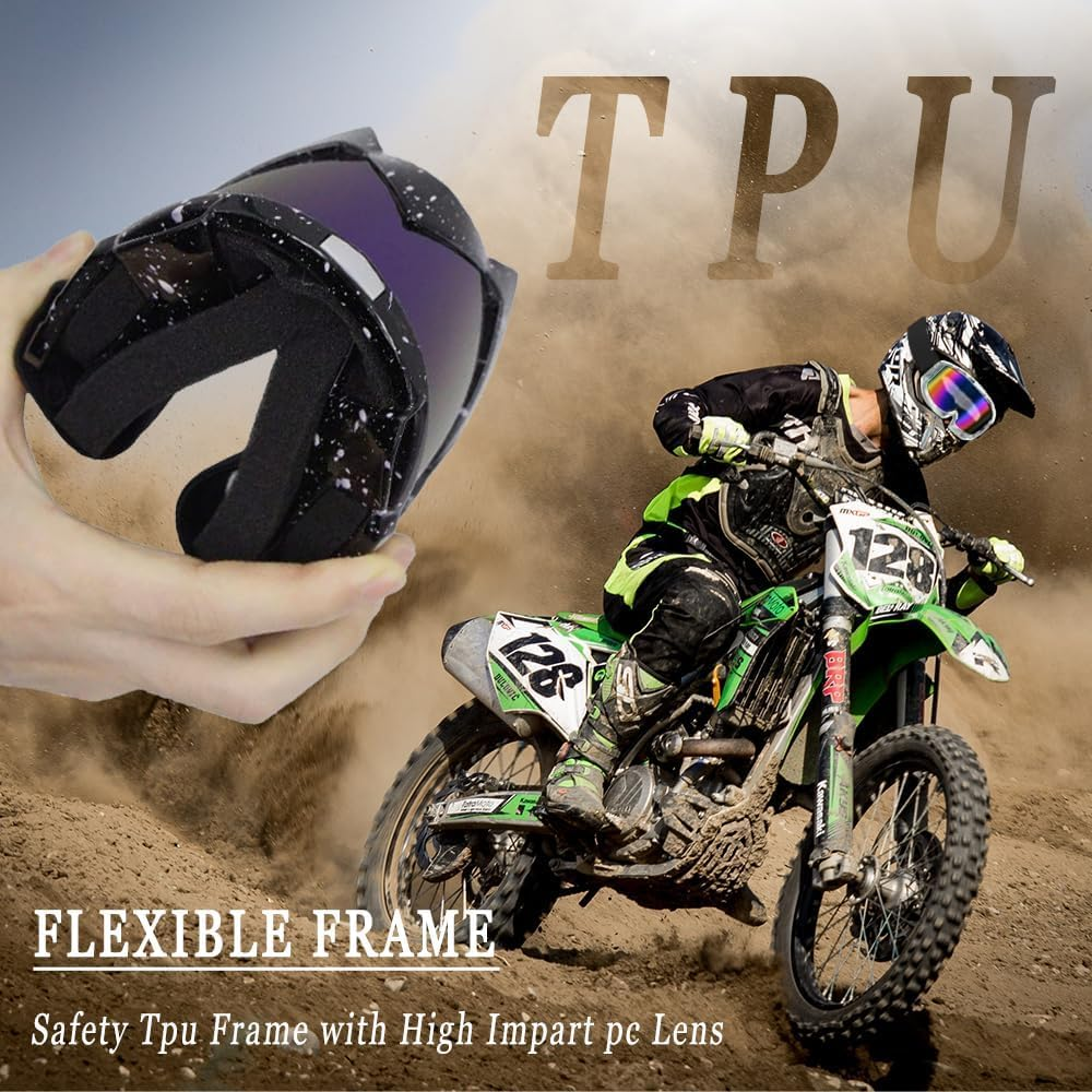 Motorcycle Goggles for Men Women, Ski Goggles, Windproof Dustproof Motocross Goggles, Windproof anti Fog UV Dirt Bike Goggles for Outdoor Sports Cycling Skiing image number 5