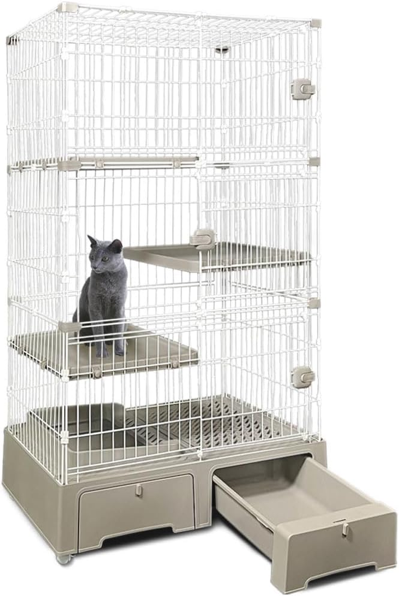Iris Plaza MB273 Cat Cage, Integrated Toilet, Cat Cage, 3 Tiers (With Cat Sand Scoop), Gray image number 6
