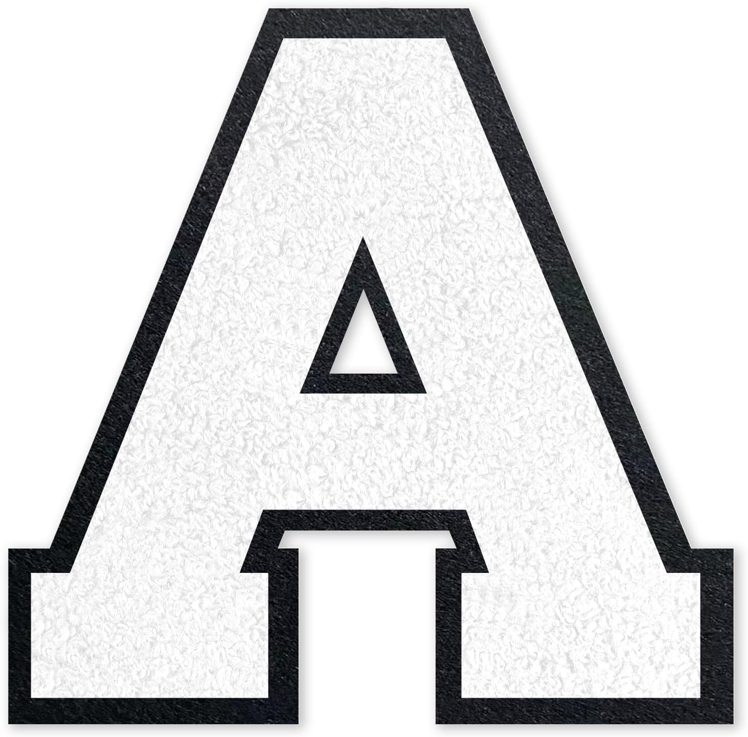 VGROSIA Iron on Letters, 4.5Inch Large Chenille Iron on Patch Alphabet Patches for Varsity/Jacket/Hoodie/Hats (White,A) image number 6