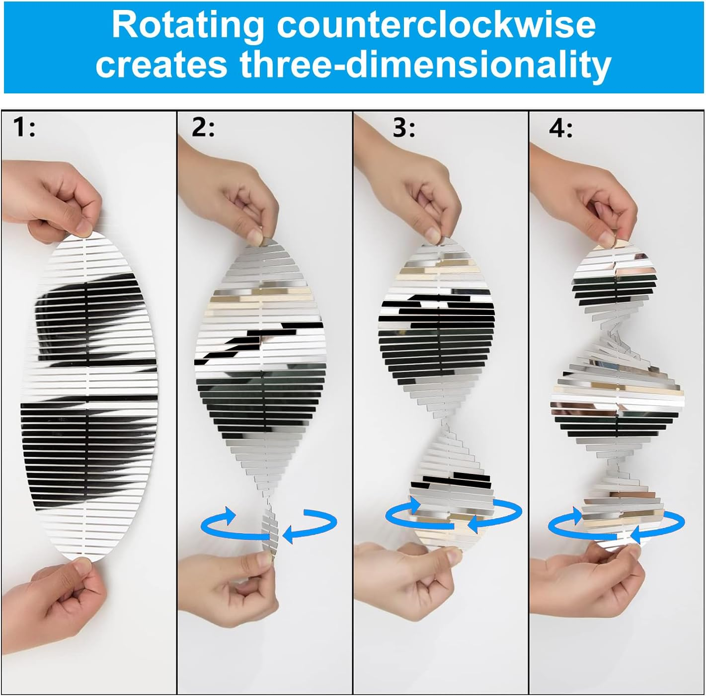 3 * 3 Stainless Steel Bird Scarer Discs Set, 3D Reflective Helix Wind Spinners Bird Reflector & Sparkly Metal Outdoor Garden D&eacute;cor Sculpture Ornaments, Deterrent to Scare Pigeon Away Yard Patio Farm image number 3