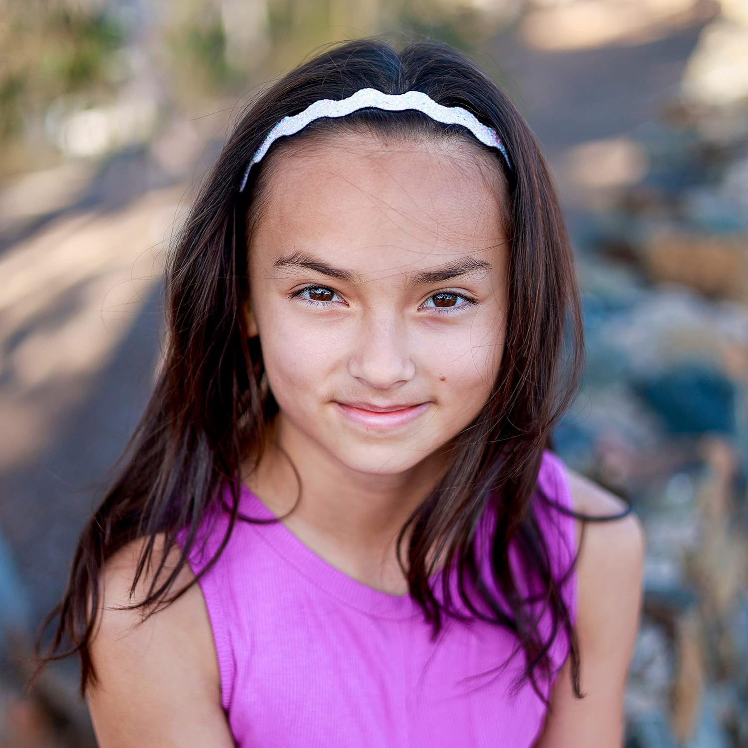 FROG SAC 6 Glitter Elastic Headbands for Girls, Adjustable Non Slip Thin Stretch Hair Bands, Wavy Sport Headband, Teen Girl Athletic Sport Head Band Accessories, Nonslip Zig Zag Toddler Hairbands image number 5