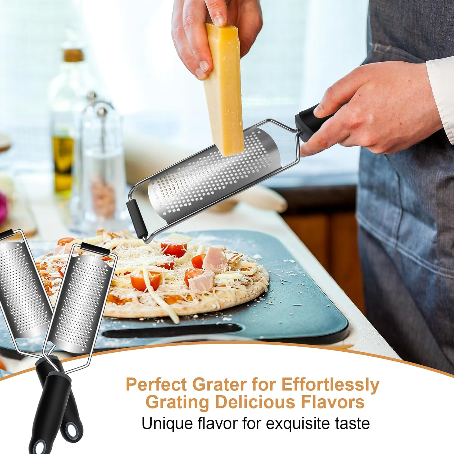 Cheese Zester Grater Handheld with Handle-Lemon Citrus Zester Tool Graters for Kitchen Stainless Steel Salad Spinner Cake Decorating Supplies, Perfect Kitchen Gadgets Zucchini Nutmeg Ginger Peeler