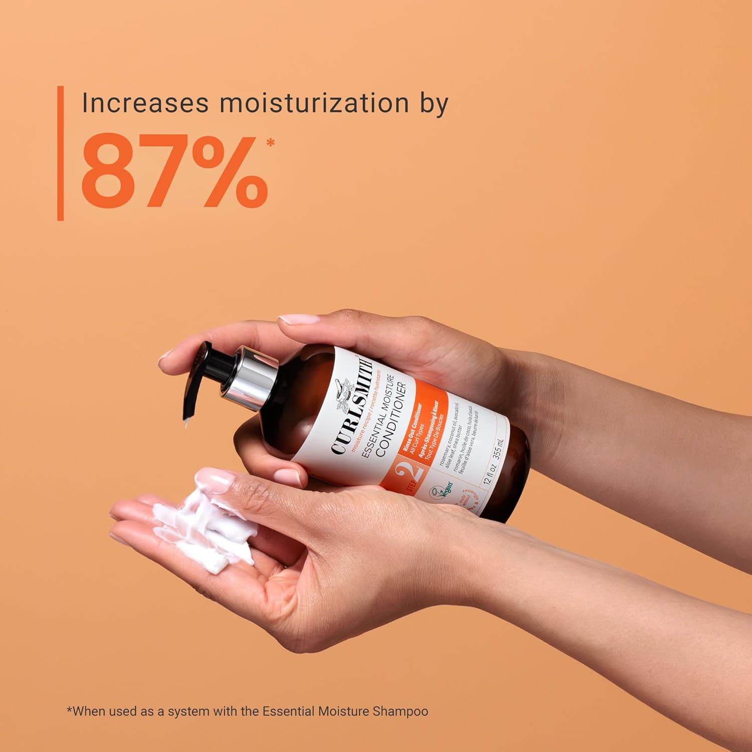 CURLSMITH - Essential Moisture Conditioner, Lightweight Frizz Control for Wavy, Curly and Coily Hair, Vegan (12 Fl.Oz) image number 2