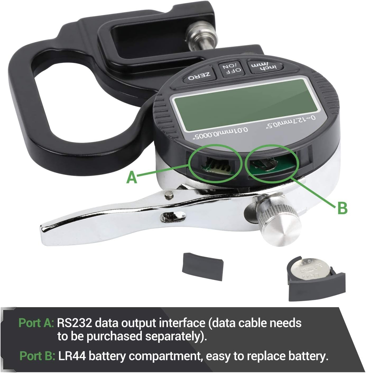 Digital Thickness Gauge 0.5 Inch/12.7Mm, 0.0005"/0.01Mm, Thickness Meter Metric/Inch Paper/Film/Fabric/Tape Thickness Gauge image number 6