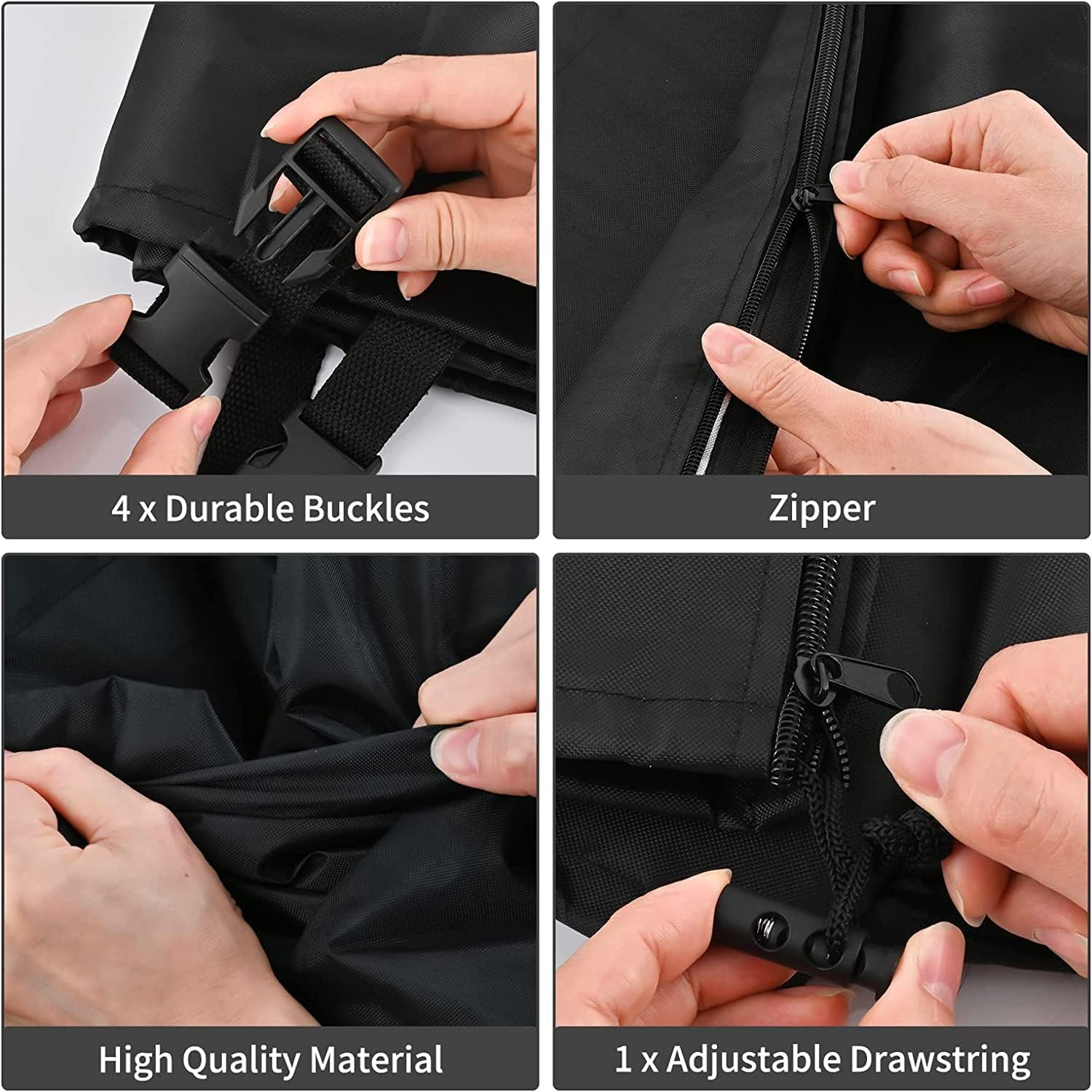 Zipper IBC Tote Cover Barlic 275 Gallon for 420D 1000L Outdoor Water Tank Protective Cover(Black) - Zipper Black image number 5