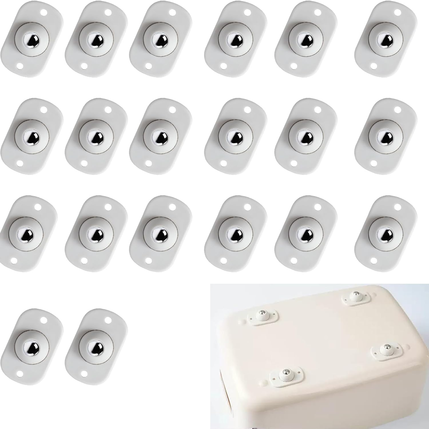 20 Pcs Mini Swivel Casters Wheels,360 Degree Rotating Casters,Self Adhesive Caster Wheels for Furniture Storage Boxes,Bearing Ball Transfer Wheels image number 3