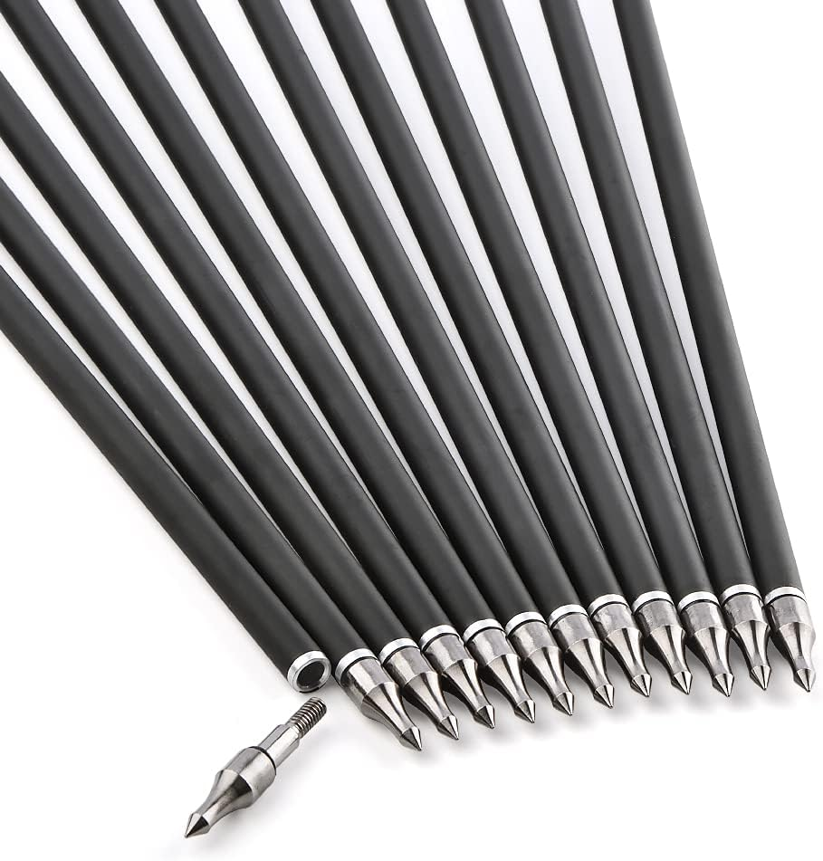 ZSHJGJR 30 Inch Archery Carbon Arrows Hunting Arrows with 4&rdquo; Turkey Feather Targeting Practice Arrows Spine 500 for Compound & Recurve & Traditional Bow 6/12Pcs - 12 X Green Arrows image number 5