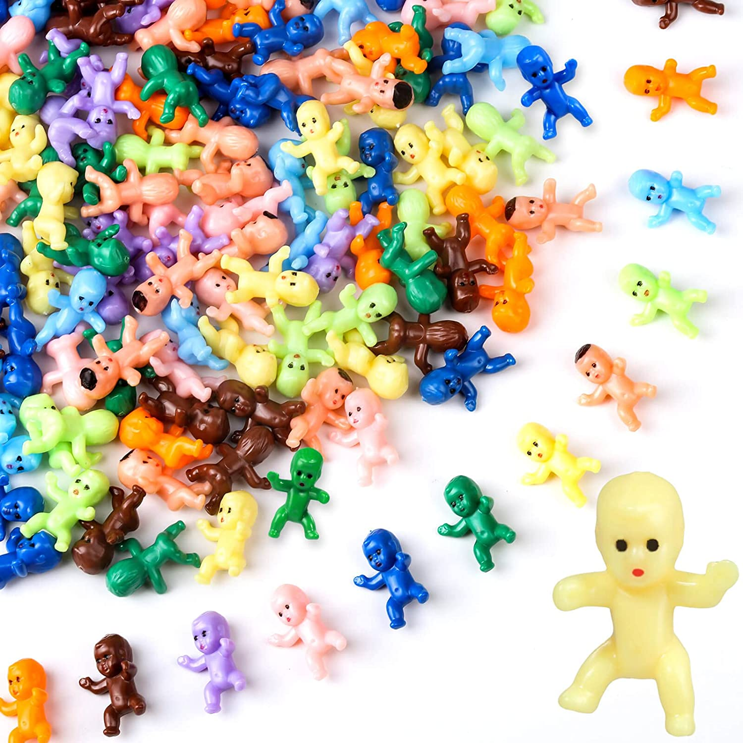 Mini Plastic Babies, Selizo 200Pcs Tiny Plastic Baby Figurines Small King Cake Babies Bulk for Ice Cube My Water Broke Baby Shower Games (10 Colors) image number 4