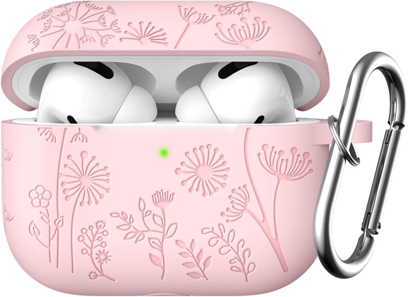 Flower Engraved Case Compatible with Airpods Pro 2 Case Cover & Airpod Pro Case Cover, Cute Soft Silicone Full Protection, for Apple Airpods Pro 2Nd 1St Generation Case Front LED Visible, Pink image number 4