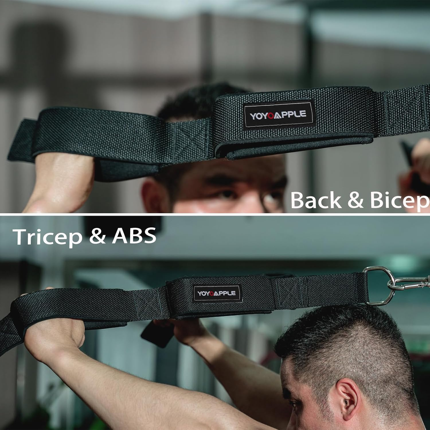 Tricep Rope Cable Attachment for Gym 2 Handles Built in 1 Strap,Long Rope Cable Attachment Greater Range of Motion, Tricep Pull down Rope for Facepulls, Push Downs, Crunches