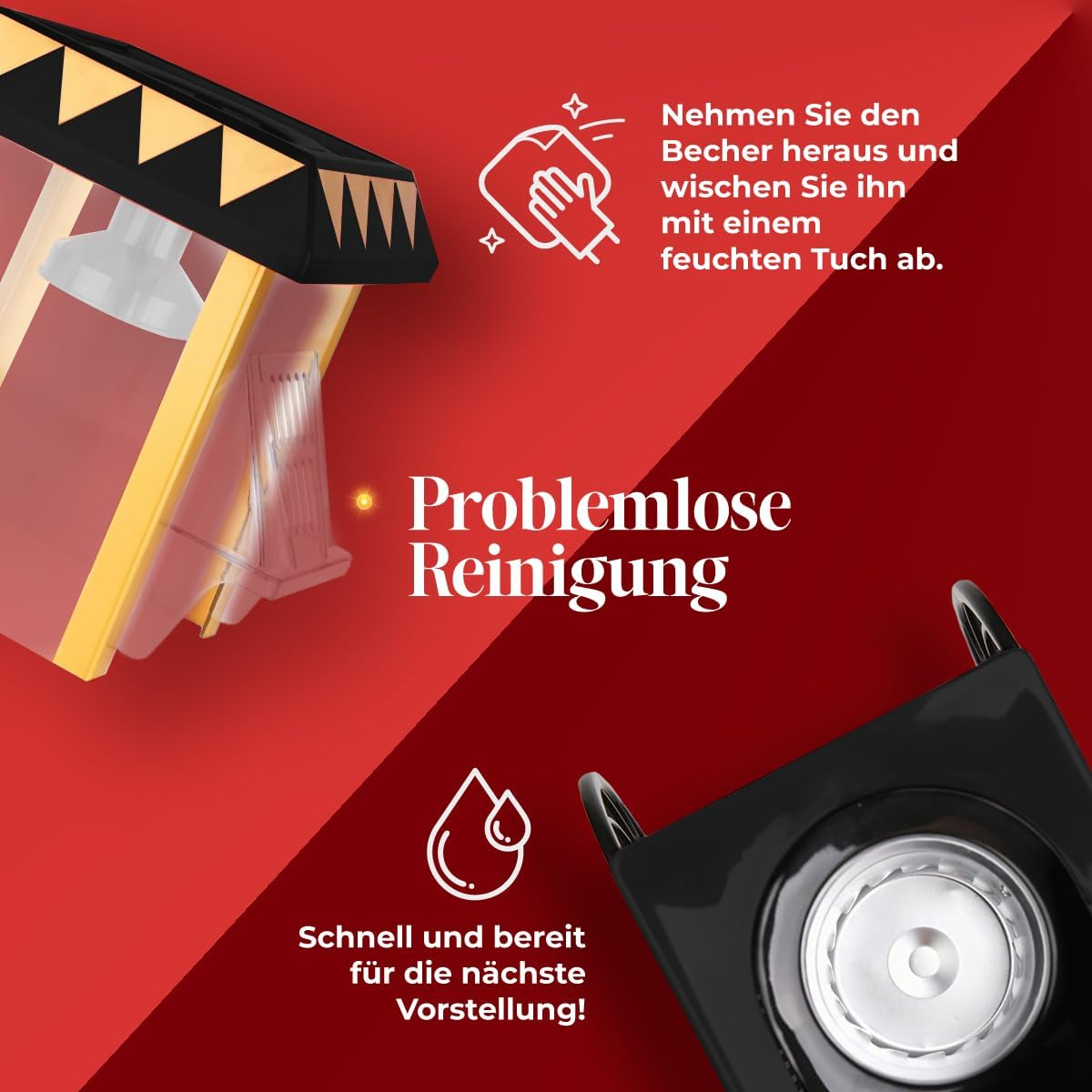 NK Popcorn Machine Retro Electric Popcorn Machine 1200W Easy to Use Button Preparation in 2 Minutes Hot Air 0.3L Portable Ideal for Home Black image number 6