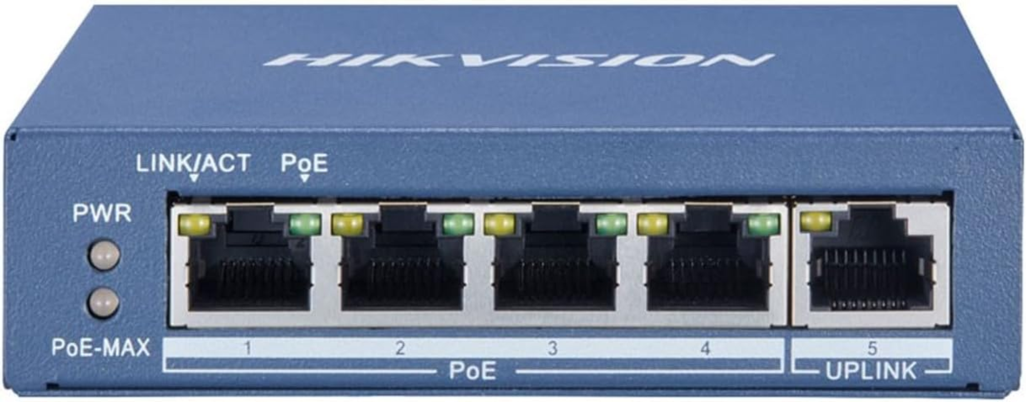 Hikvision 4 Port Poe Switch 10/100/1000M + 1 Uplink 1000M RJ45 Plastic Case Compatible with Desktop, Laptop, Printer, Server