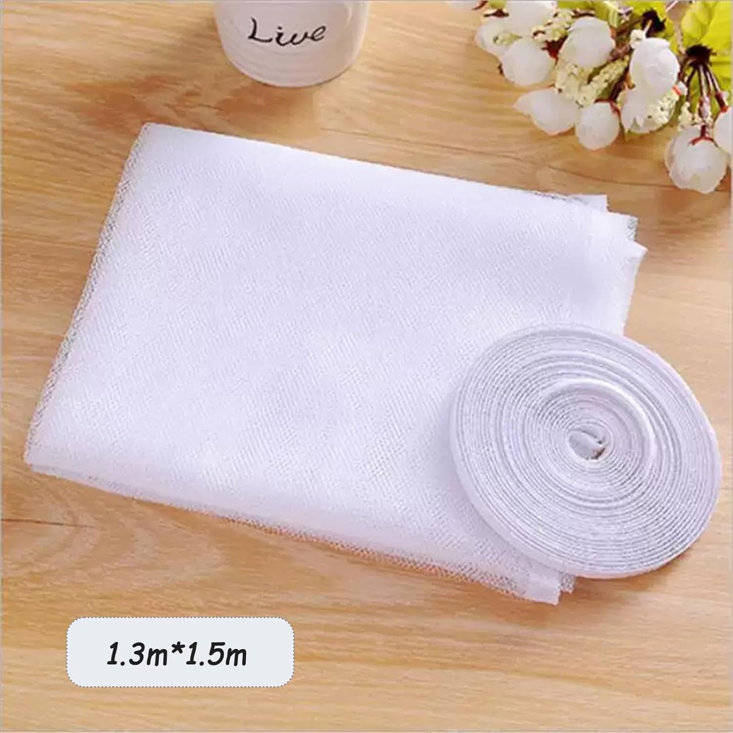 HENWUBEI White Mosquito Net Window Screen - 1.3M X1.5M Easy Install Washable Mesh for Bedroom/Office, Removable Tape & Reusable Bug Barrier