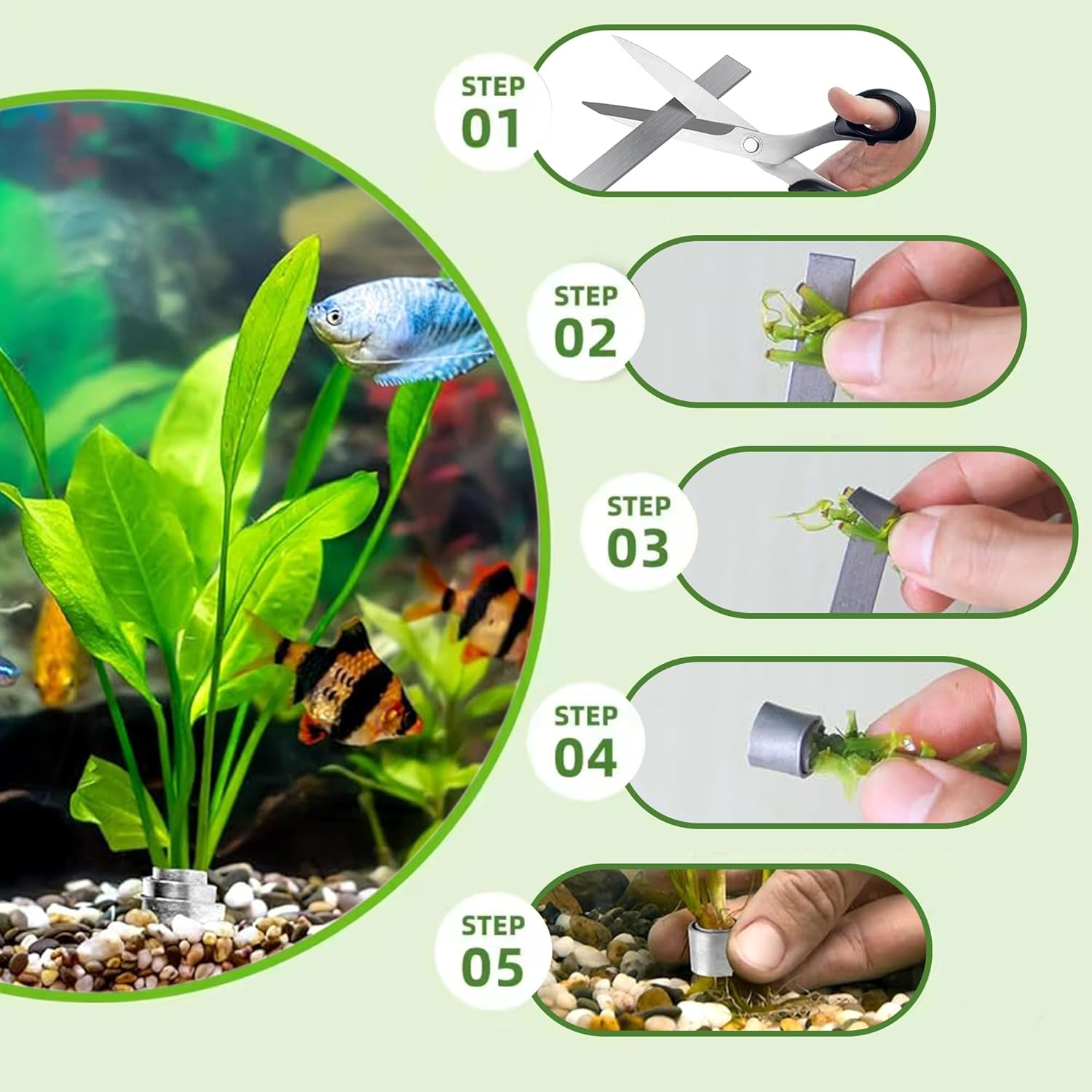22Pcs Aquarium Plant Weights for Fish Tank - Aquarium Plant Anchors Live Plants Fixed Ring Base, Non-Toxic Weighted Blocks to Hold Aquatic Live Plants Underwater image number 3