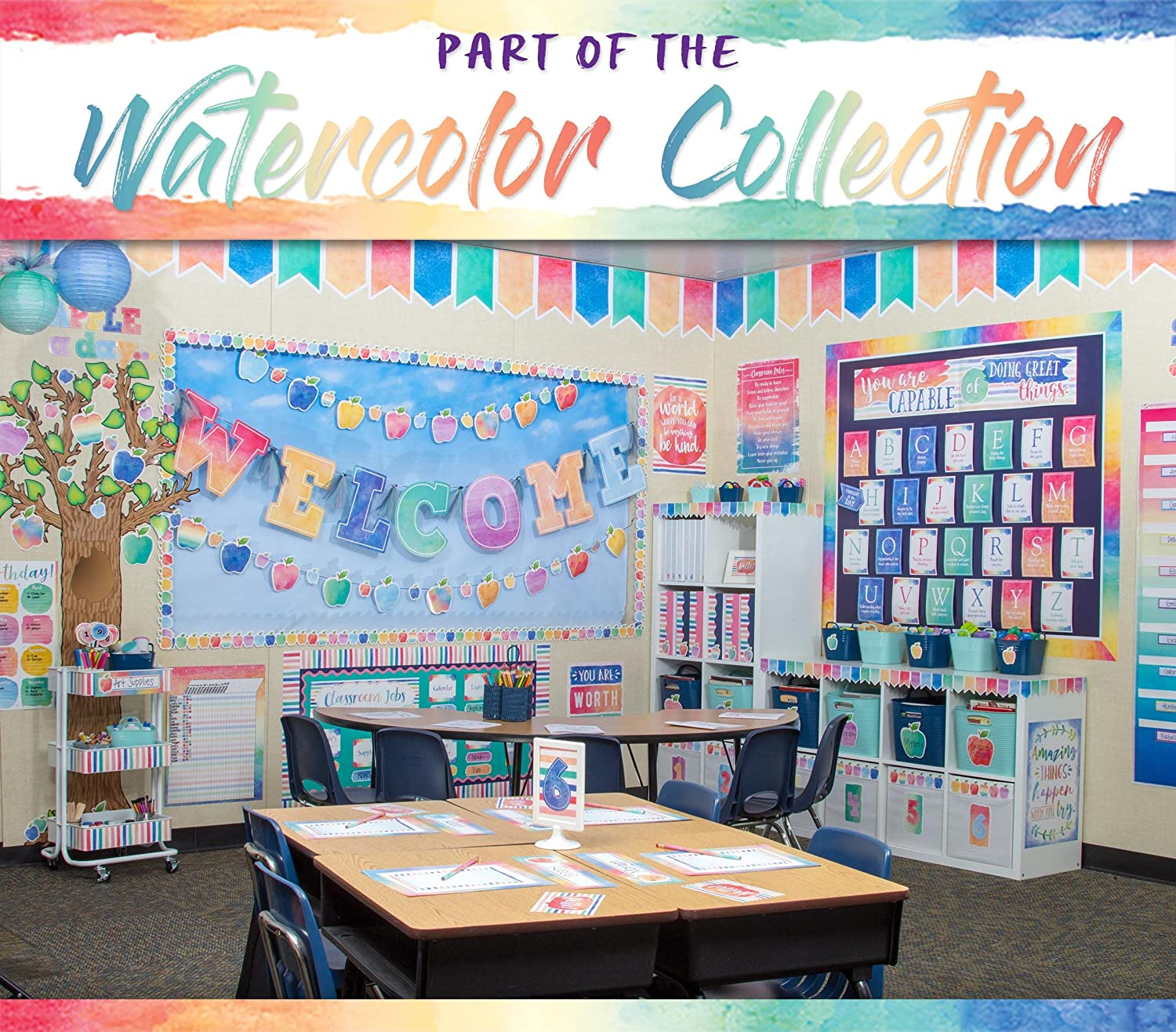 Teacher Created Resources Straight Rolled Border Trim, Watercolor image number 4