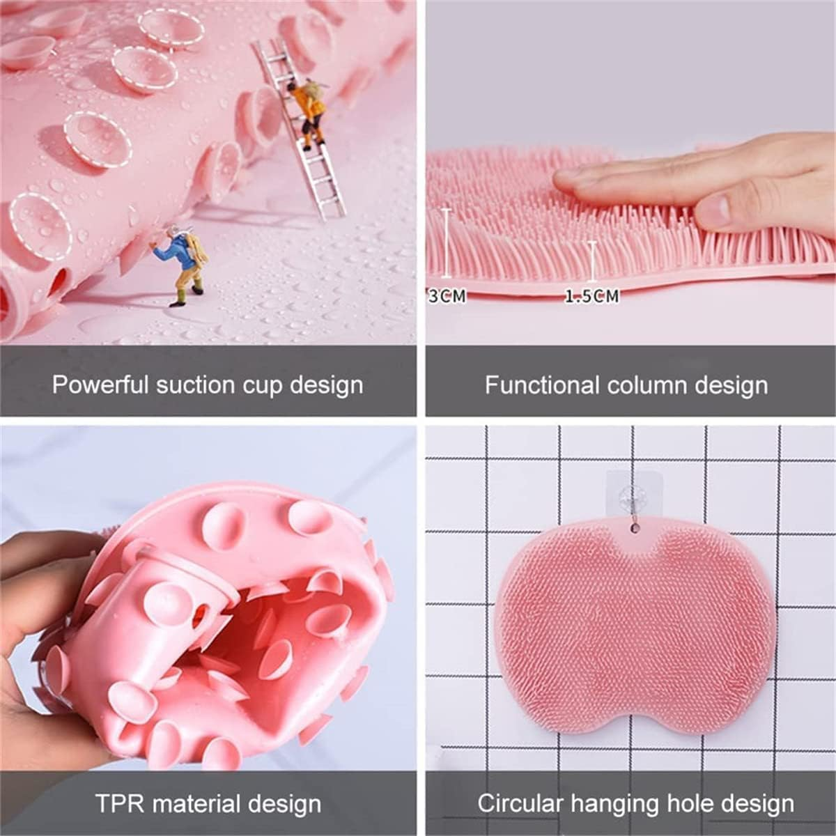 2Pcs Foot Washing Mat Foot Brush Scrubber Mat, THJOPOKEEL Foot Washer Shower Foot Mat with Suction Cup, Back Exfoliating Bath Wash Pad, Foot Cleaner Massage Pad Promote Blood Circula for Men and Women