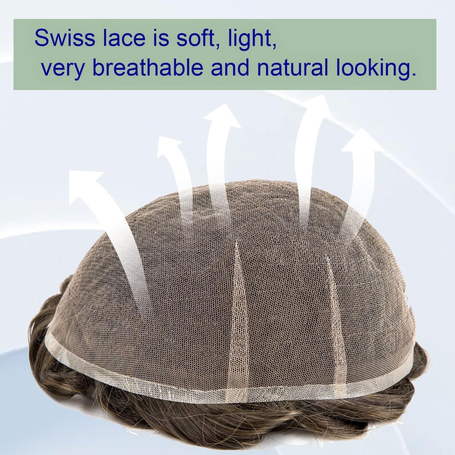 Ehairc Hair System for Men Full Swiss Lace Toupee for Men 100% Real Hair Breathable Men'S Toupee Hairline Bleaching Knots Natural 90% 8 X 10 Inches (#18) image number 1