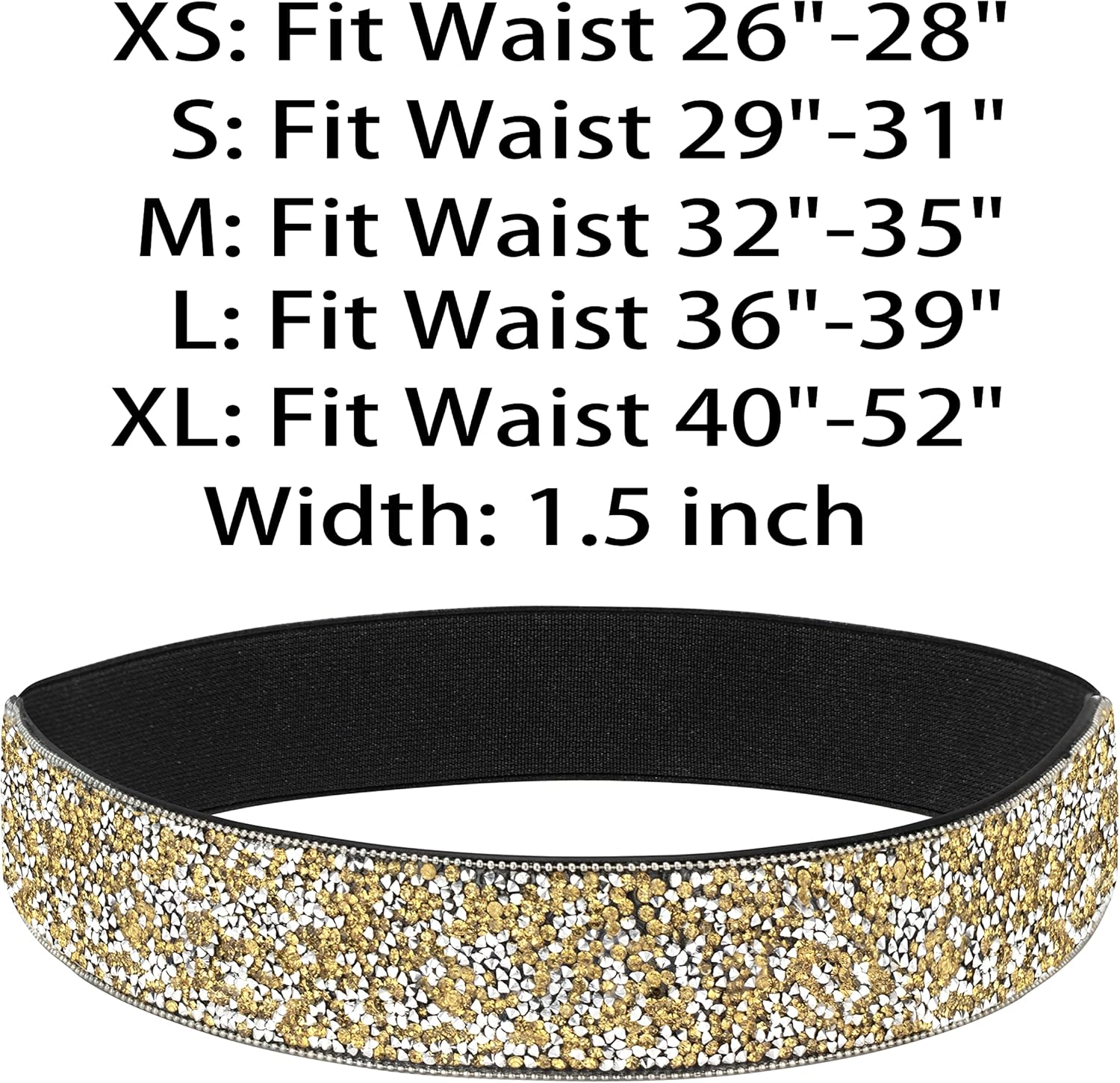 Yooai Rhinestone Elastic PU Leather Belt Shiny Crystal Stretch Waist Belt Wide Waist Band for Women Dress image number 2