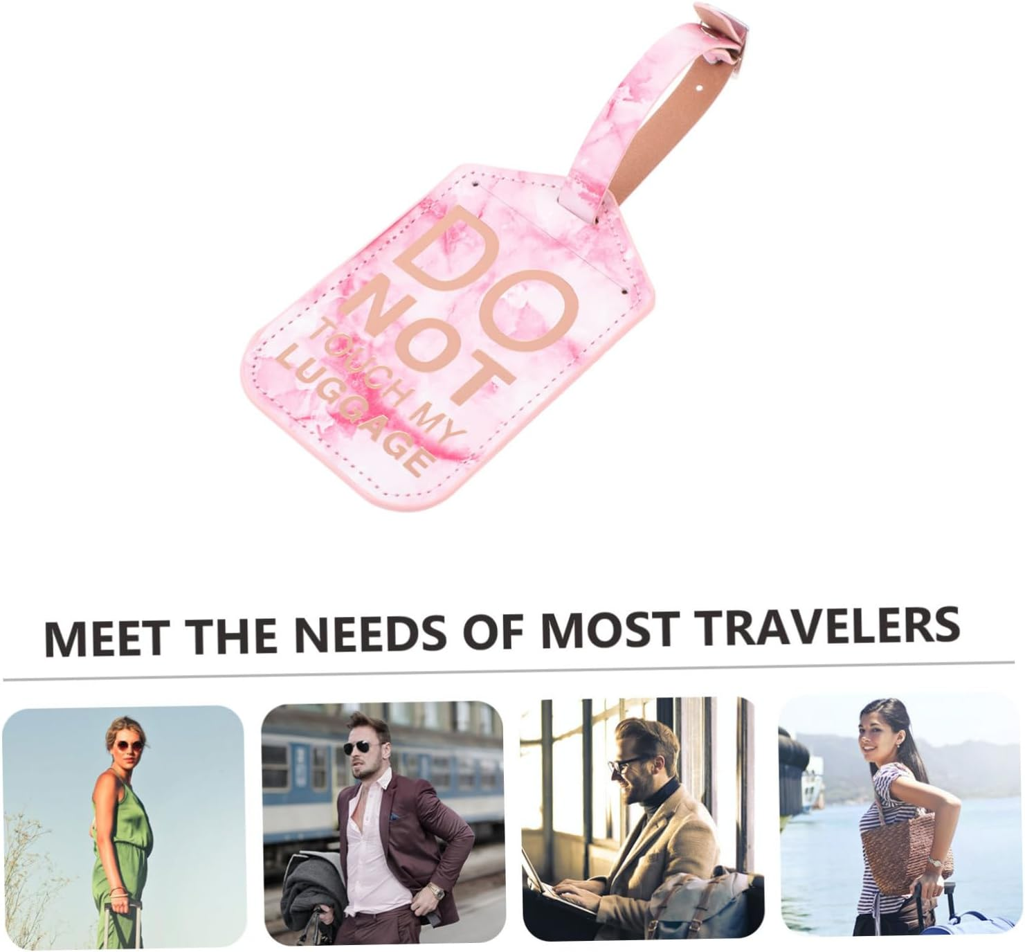 ABOOFAN 3Pcs Pu Luggage Tags for Travel Suitcase Tags Festival Design for Airplane Travel Essentials and Carry Suitcase image number 2