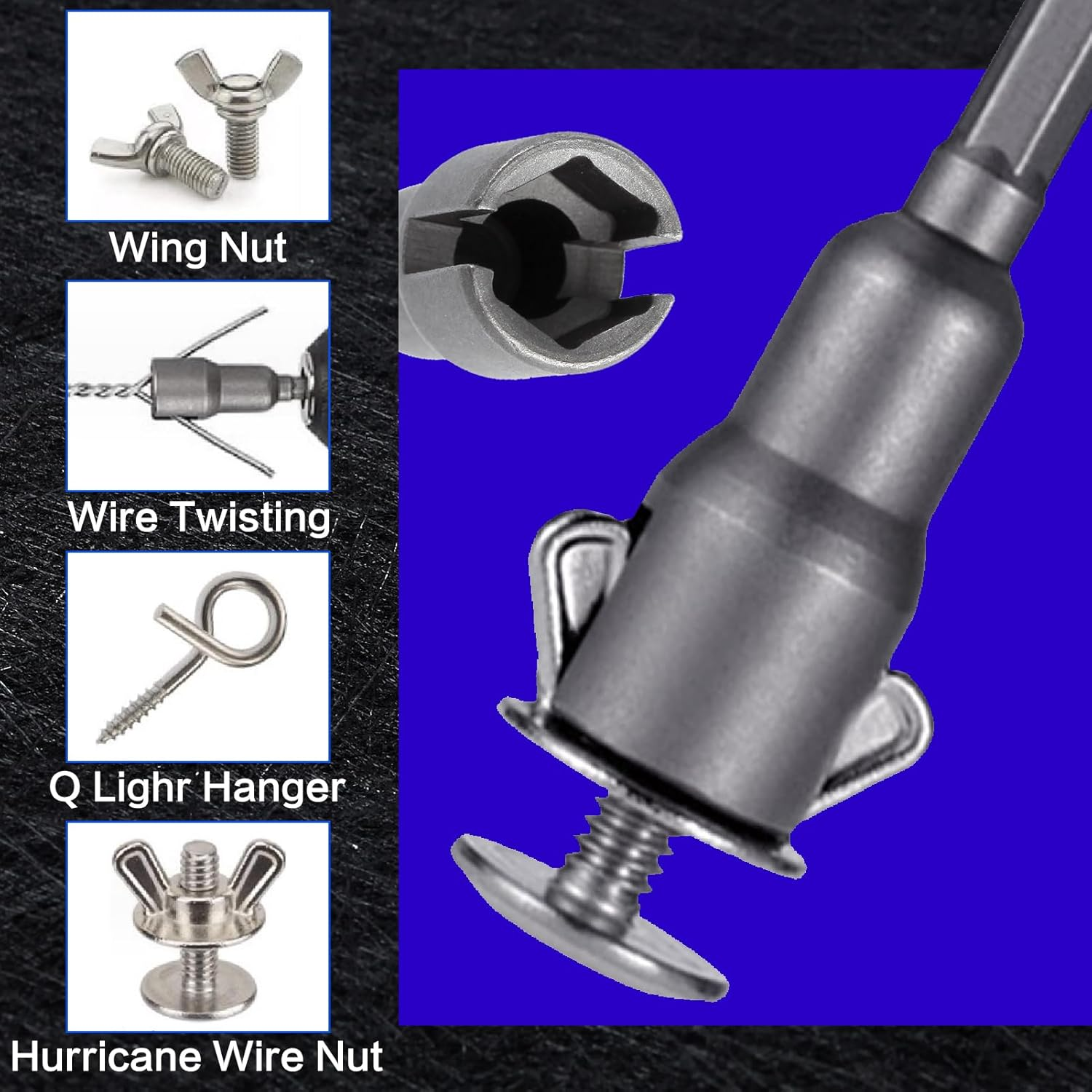 SPEEDWOX 2PCS Power Wing Nut Driver Set 1/4 Inch Hex Shank Steel Drills Bits Wing Nuts Drill Bit Socket Wrenches Tools Slot Set for Panel Nuts C Hook Bolts Eye Screws Q-Hanger image number 4